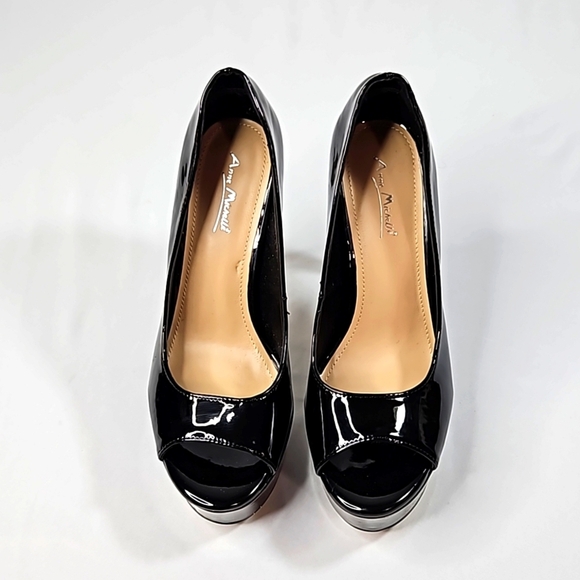 Anne Michelle Black Patent Leather Platform Heels Size 8.5 - Picture 2 of 7